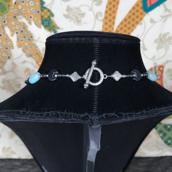 2 Necklace Lot Turquoise Dyed Howlite Chunky Beads Statement Jewelry Pair Set - Picture 4 of 8